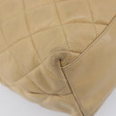 CHANEL Matelasse Chain Shoulder Bag Lamb Skin Beige Gold CC Auth BA16674-16