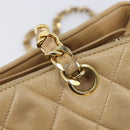 CHANEL Matelasse Chain Shoulder Bag Lamb Skin Beige Gold CC Auth BA16674-17