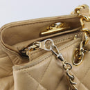 CHANEL Matelasse Chain Shoulder Bag Lamb Skin Beige Gold CC Auth BA16674-20