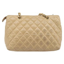 CHANEL Matelasse Chain Shoulder Bag Lamb Skin Beige Gold CC Auth BA16674-3