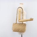 CHANEL Matelasse Chain Shoulder Bag Lamb Skin Beige Gold CC Auth BA16674-30