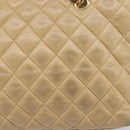 CHANEL Matelasse Chain Shoulder Bag Lamb Skin Beige Gold CC Auth BA16674-4