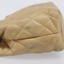 CHANEL Matelasse Chain Shoulder Bag Lamb Skin Beige Gold CC Auth BA16674-7