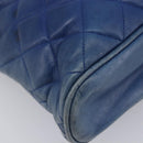 CHANEL Matelasse Chain Shoulder Bag Lamb Skin Blue Gold CC Auth BA16675-11