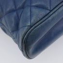 CHANEL Matelasse Chain Shoulder Bag Lamb Skin Blue Gold CC Auth BA16675-13