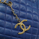 CHANEL Matelasse Chain Shoulder Bag Lamb Skin Blue Gold CC Auth BA16675-14