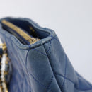 CHANEL Matelasse Chain Shoulder Bag Lamb Skin Blue Gold CC Auth BA16675-15