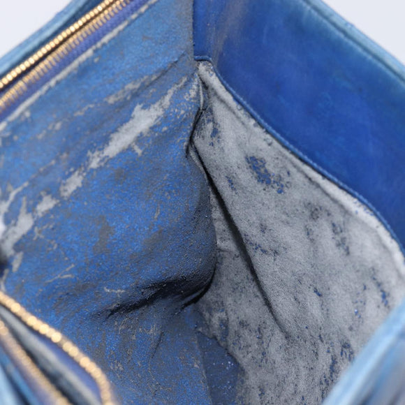 CHANEL Matelasse Chain Shoulder Bag Lamb Skin Blue Gold CC Auth BA16675