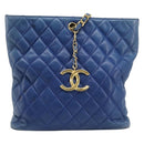 CHANEL Matelasse Chain Shoulder Bag Lamb Skin Blue Gold CC Auth BA16675-2