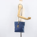 CHANEL Matelasse Chain Shoulder Bag Lamb Skin Blue Gold CC Auth BA16675-24