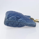 CHANEL Matelasse Chain Shoulder Bag Lamb Skin Blue Gold CC Auth BA16675-4