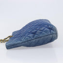 CHANEL Matelasse Chain Shoulder Bag Lamb Skin Blue Gold CC Auth BA16675-5