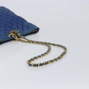 CHANEL Matelasse Chain Shoulder Bag Lamb Skin Blue Gold CC Auth BA16675-7