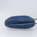 CHANEL Matelasse Chain Shoulder Bag Lamb Skin Blue Gold CC Auth BA16675-9