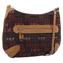 BURBERRY Blue Label Shoulder Bag Canvas Red Silver Auth BA16676-1