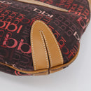 BURBERRY Blue Label Shoulder Bag Canvas Red Silver Auth BA16676-10