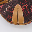 BURBERRY Blue Label Shoulder Bag Canvas Red Silver Auth BA16676-11