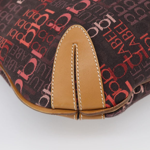 BURBERRY Blue Label Shoulder Bag Canvas Red Silver Auth BA16676