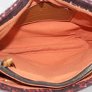 BURBERRY Blue Label Shoulder Bag Canvas Red Silver Auth BA16676-16