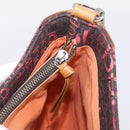 BURBERRY Blue Label Shoulder Bag Canvas Red Silver Auth BA16676-19