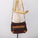 BURBERRY Blue Label Shoulder Bag Canvas Red Silver Auth BA16676-25