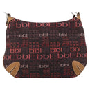 BURBERRY Blue Label Shoulder Bag Canvas Red Silver Auth BA16676-3