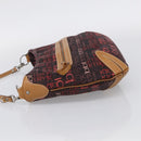 BURBERRY Blue Label Shoulder Bag Canvas Red Silver Auth BA16676-4