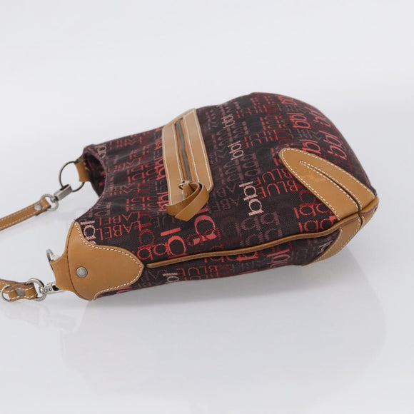 BURBERRY Blue Label Shoulder Bag Canvas Red Silver Auth BA16676