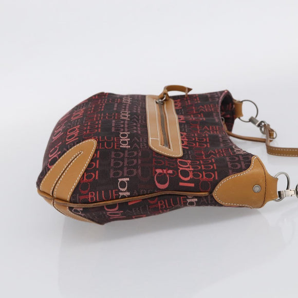 BURBERRY Blue Label Shoulder Bag Canvas Red Silver Auth BA16676