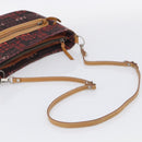 BURBERRY Blue Label Shoulder Bag Canvas Red Silver Auth BA16676-7