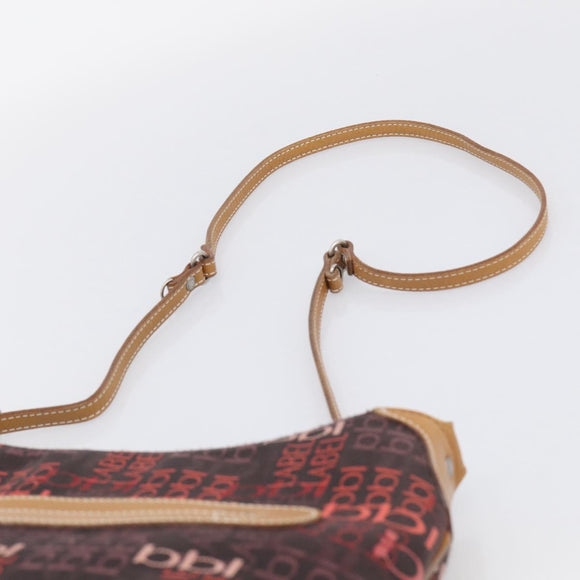 BURBERRY Blue Label Shoulder Bag Canvas Red Silver Auth BA16676