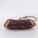 BURBERRY Blue Label Shoulder Bag Canvas Red Silver Auth BA16676-9