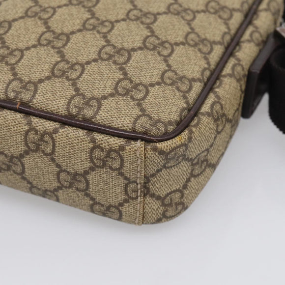 GUCCI GG Supreme Shoulder Bag PVC Beige Silver 122754 Auth BA16678