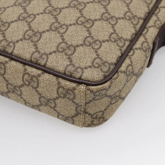 GUCCI GG Supreme Shoulder Bag PVC Beige Silver 122754 Auth BA16678