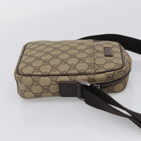 GUCCI GG Supreme Shoulder Bag PVC Beige Silver 122754 Auth BA16678