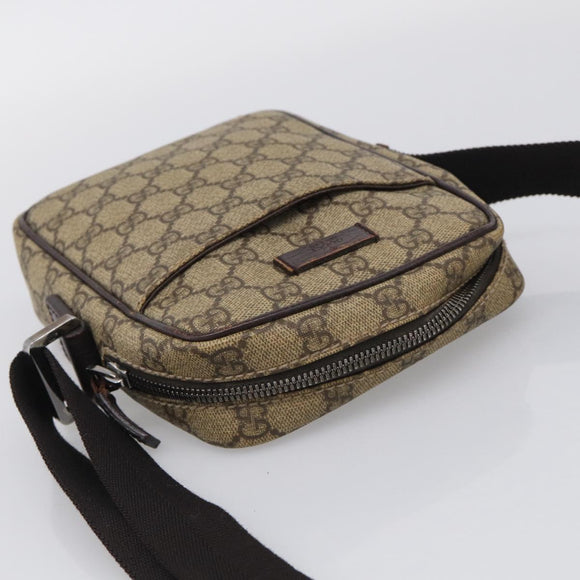 GUCCI GG Supreme Shoulder Bag PVC Beige Silver 122754 Auth BA16678