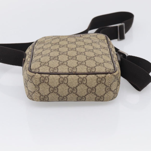 GUCCI GG Supreme Shoulder Bag PVC Beige Silver 122754 Auth BA16678