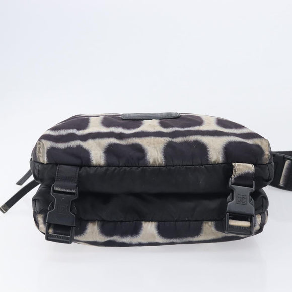 CHANEL Sports Line Shoulder Bag Nylon Black Silver CC Auth BA16680
