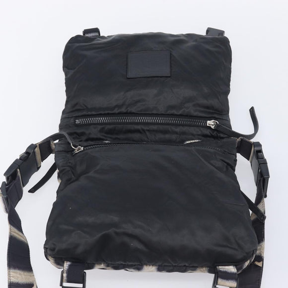 CHANEL Sports Line Shoulder Bag Nylon Black Silver CC Auth BA16680
