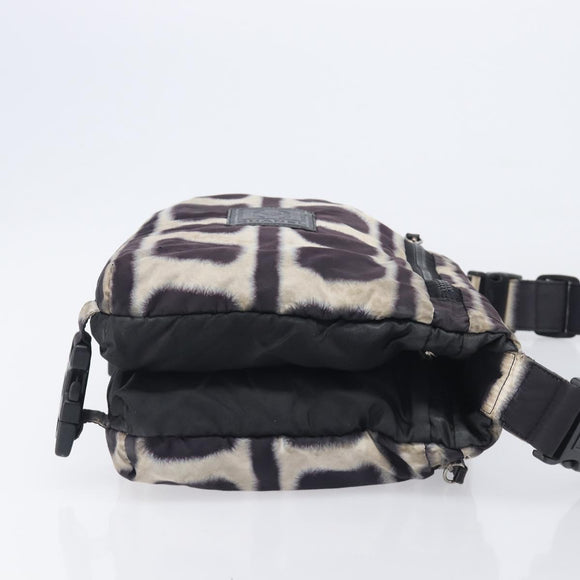 CHANEL Sports Line Shoulder Bag Nylon Black Silver CC Auth BA16680