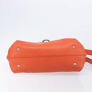 Salvatore Ferragamo Sofia Gancini Bag Leather 2way Orange Silver Auth BA16681A-13