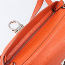 Salvatore Ferragamo Sofia Gancini Bag Leather 2way Orange Silver Auth BA16681A-21