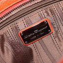 Salvatore Ferragamo Sofia Gancini Bag Leather 2way Orange Silver Auth BA16681A-23