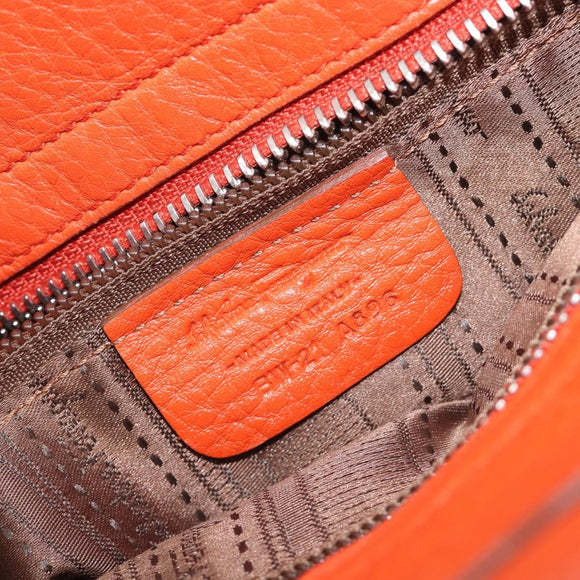 Salvatore Ferragamo Sofia Gancini Bag Leather 2way Orange Silver Auth BA16681A