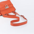 Salvatore Ferragamo Sofia Gancini Bag Leather 2way Orange Silver Auth BA16681A-9