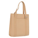 Cartier Tote Bag Leather Beige Silver Auth BA16682V-1