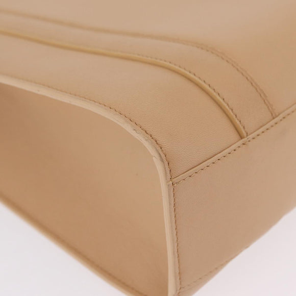 Cartier Tote Bag Leather Beige Silver Auth BA16682V