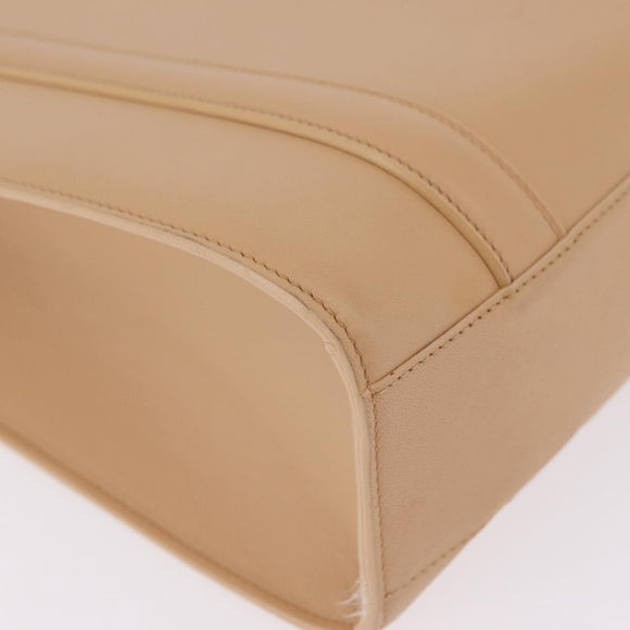 Cartier Tote Bag Leather Beige Silver Auth BA16682V