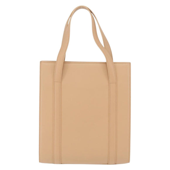 Cartier Tote Bag Leather Beige Silver Auth BA16682V