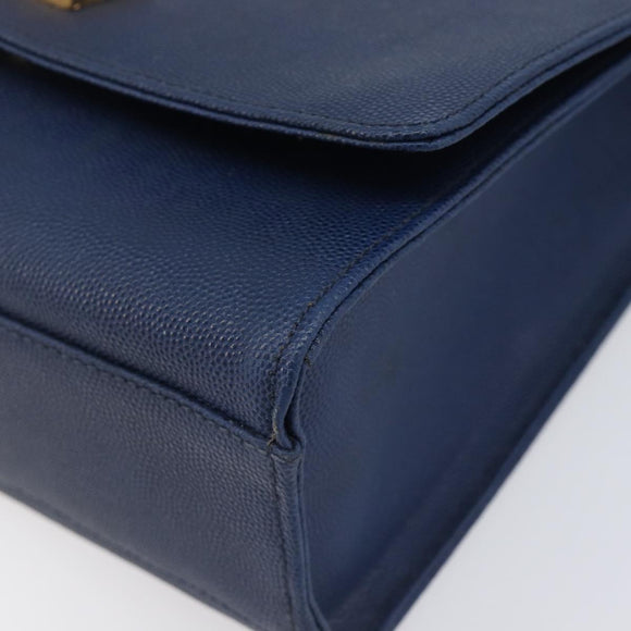 GIVENCHY Shoulder Bag Leather Navy Gold Auth BA16683A